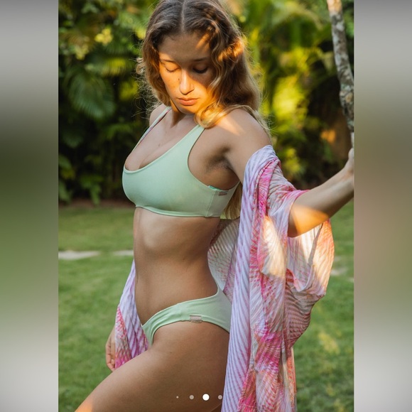 New!‎ IMSY Swimwear Stella Women's Bikini Bottoms - Cucumber Palms - Picture 2 of 9